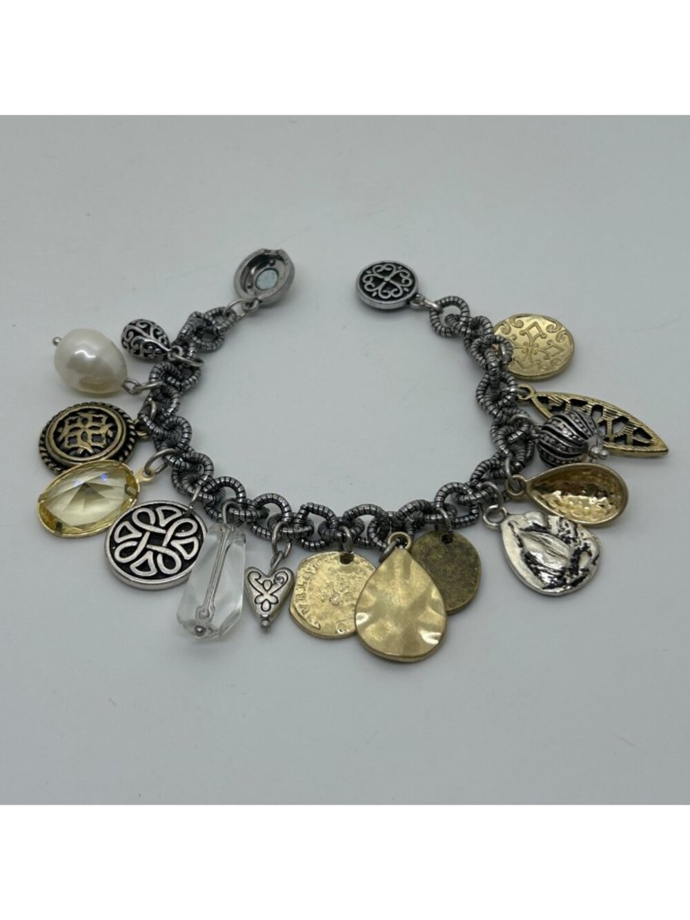 Chicos Celtic Charm Bracelet Mixed Metal Magnetic Clasp Bohemian Style 6.5 inch